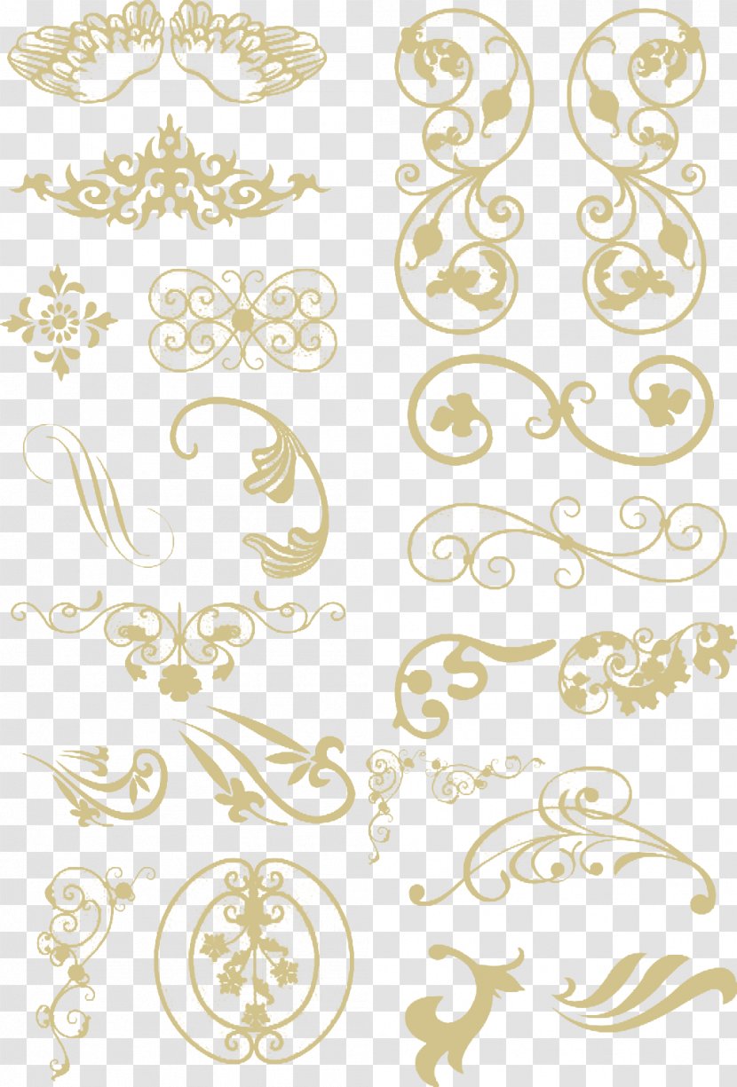 Download Clip Art - Text - Gold Lace Material Transparent PNG