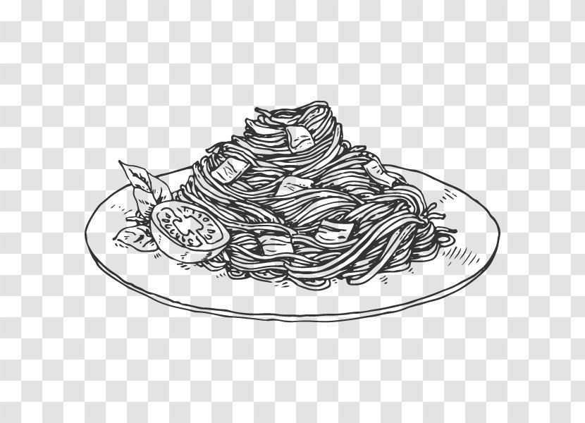 Pasta Salad Italian Cuisine Carbonara Fettuccine Alfredo - Drawing - Penne Transparent PNG