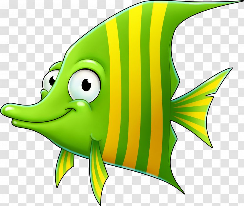 Green Cartoon Fish Clip Art - Beak - Fishing Caryoon Transparent PNG