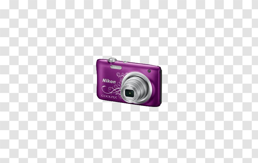 Point-and-shoot Camera Nikon Photography Line Art - Pink - Digital Cameras,Purple Transparent PNG
