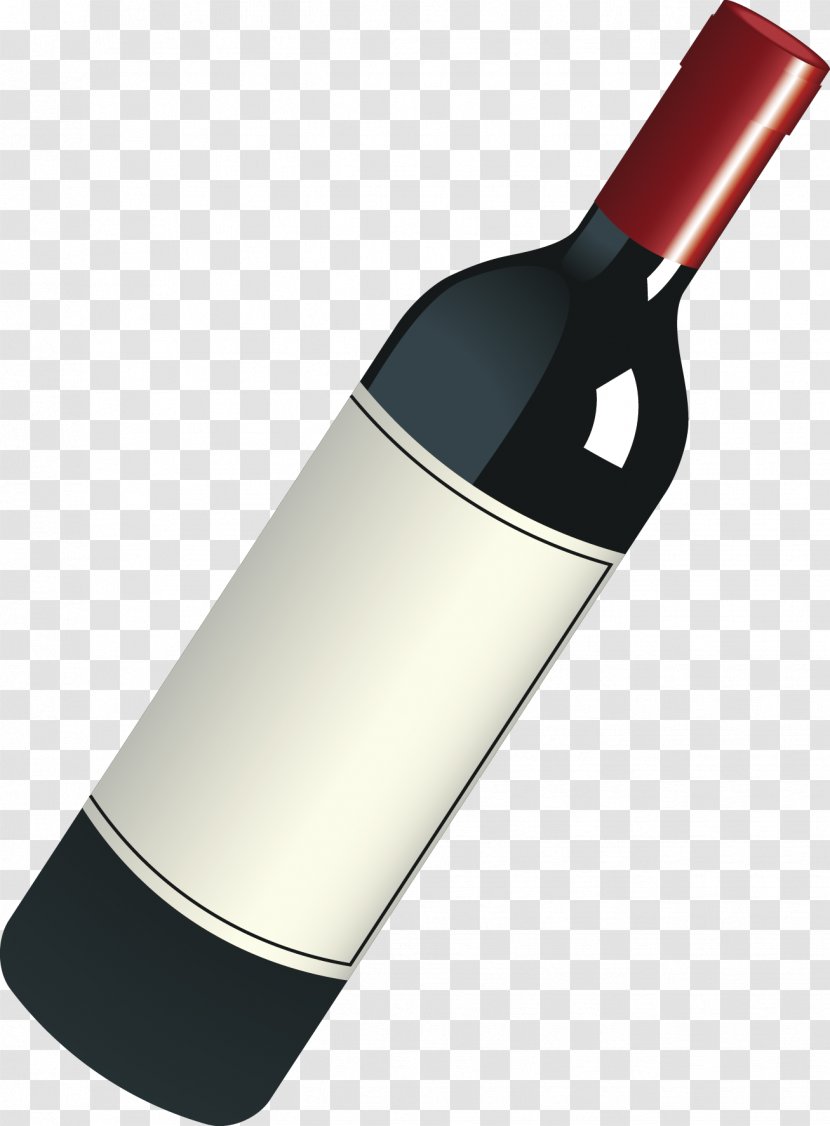 Red Wine - Bottle - Decoration Design Vector Transparent PNG