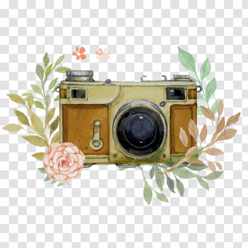 Wedding Invitation Camera Photography - Cameras Optics - Vector Flower With Transparent PNG