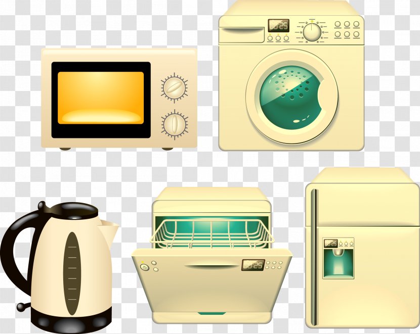 Refrigerator Home Appliance Washing Machine - Electricity - Household Appliances, Refrigerator, Vector Material Transparent PNG