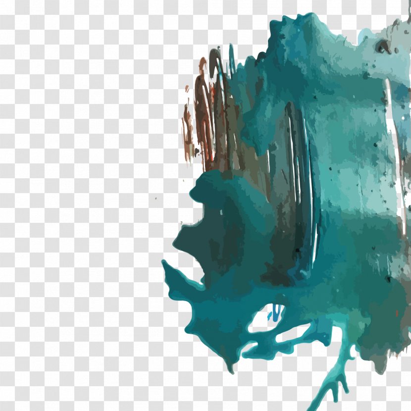 Oil Painting - Teal - Vector Blue Watercolor Decoration Pattern Transparent PNG