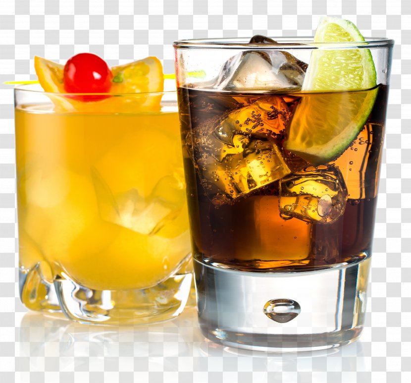 Coca-Cola Cocktail Carbonated Drink Water - Old Fashioned Glass - Iced Cola Orange Juice 2 Drinks Transparent PNG