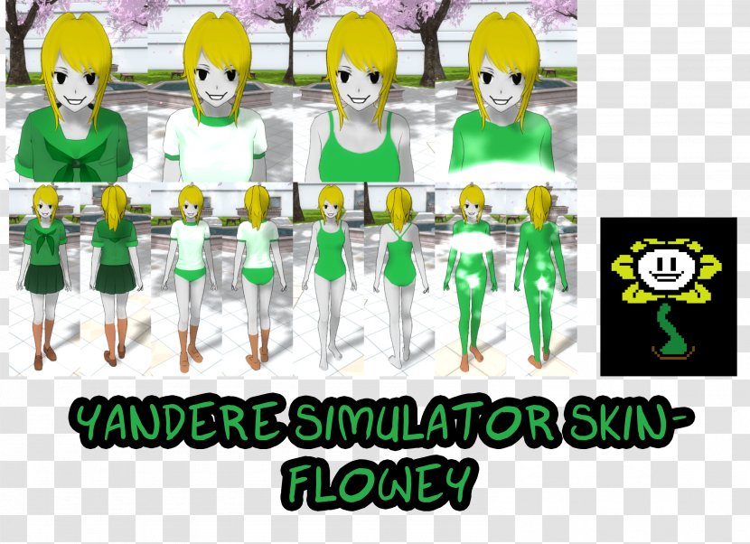 Undertale Yandere Simulator Minecraft Flowey Simulation Video Game - Green Transparent PNG