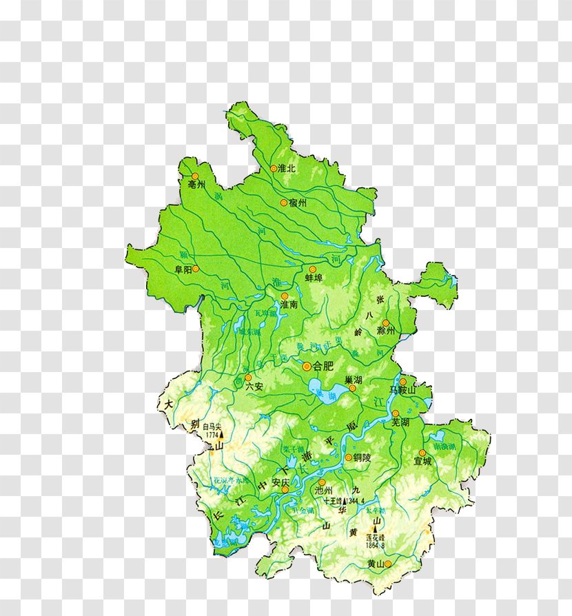 Chaohu Mamiaozhen Huaibei Qianshan County Tongcheng, Anhui - Map - Green Texture Transparent PNG