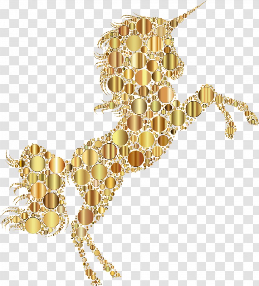 Horse Unicorn Silhouette Clip Art - Royaltyfree - Gold Cliparts Transparent PNG