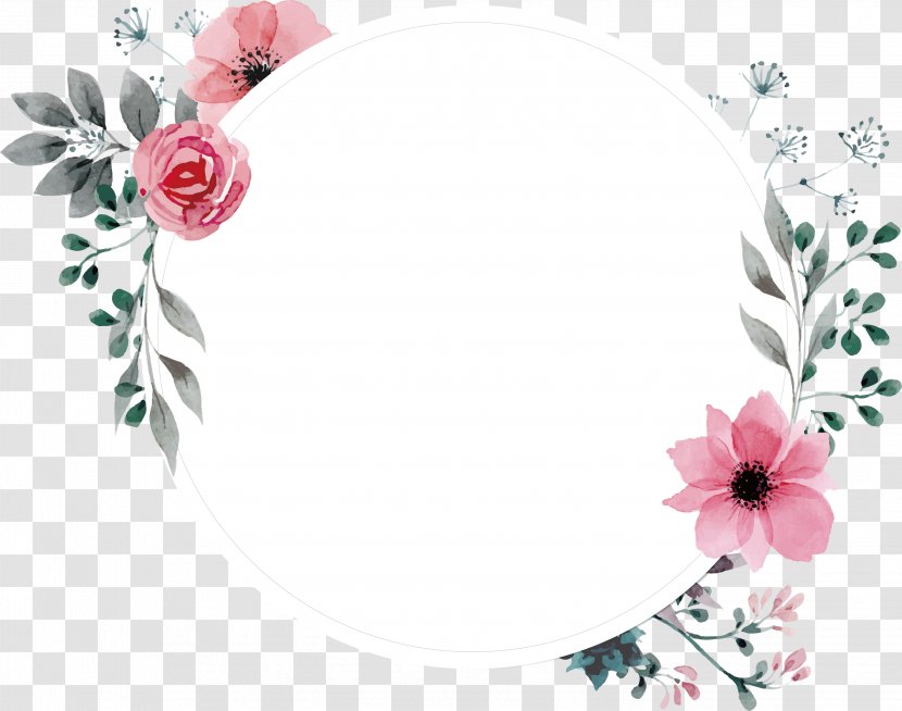 Picture Frame Flower Wallpaper - Arranging - Hand Painted Watercolor Retro Rose Label Transparent PNG