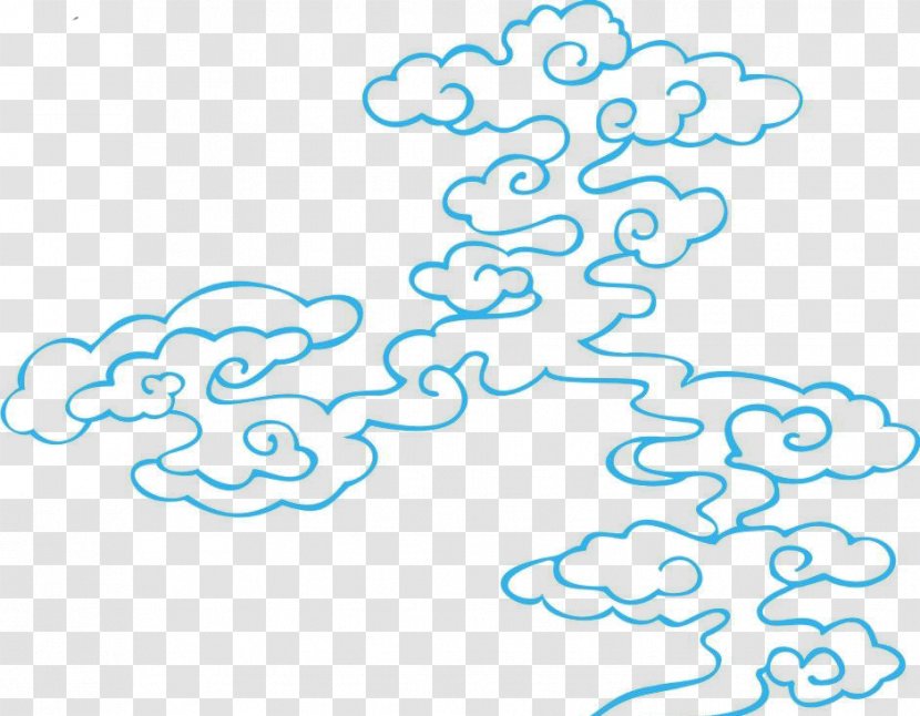 China Cloud Line - Number - Clouds Pattern,Chinese Style Hand-painted Transparent PNG