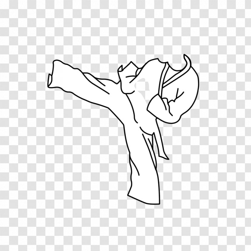 Martial Arts Karate Kick Thumb Line Art - Frame Transparent PNG