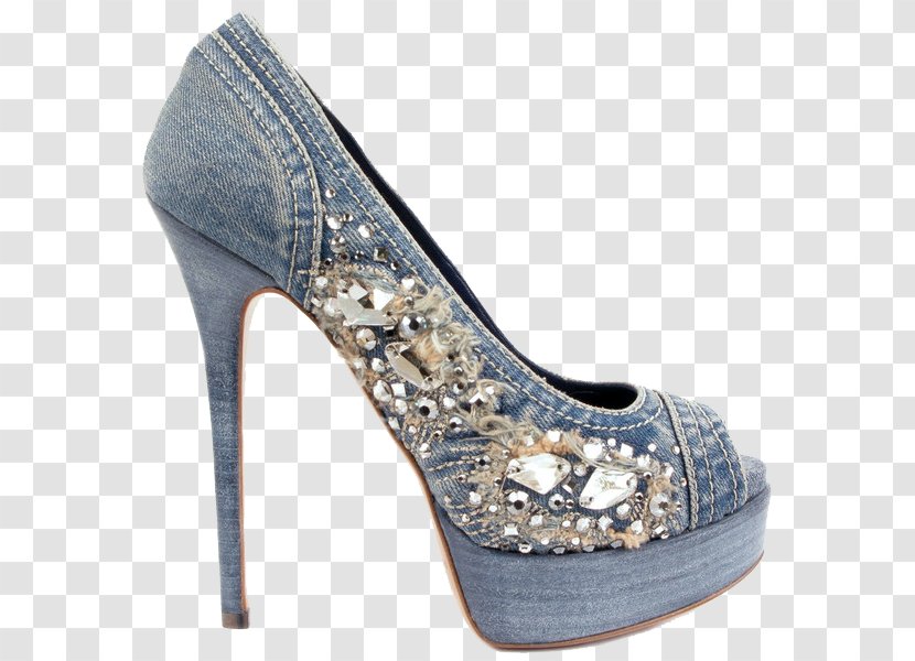 Court Shoe High-heeled Footwear Boot Dress - Platform - Qian Ma Can Lorenz Denim Diamond Heels Transparent PNG