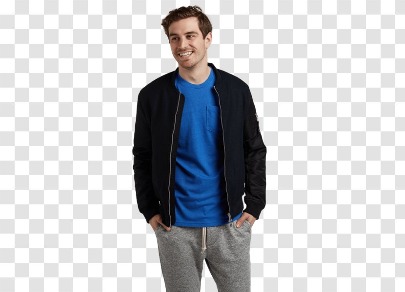 Cardigan T-shirt Cobalt Blue Sleeve Jacket - Neck Transparent PNG