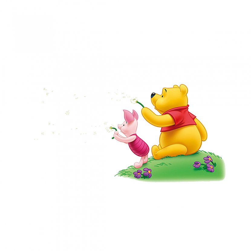 Cartoon Winnie The Pooh Pixel - Color - And Flying Dandelion Transparent PNG