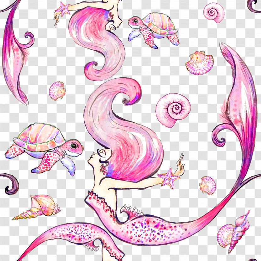 Drawing Visual Arts Illustration - Cartoon - Mermaid Beautiful Watercolor Transparent PNG