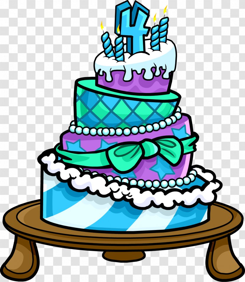 Club Penguin Birthday Cake Wedding Chocolate - Aniversary Transparent PNG