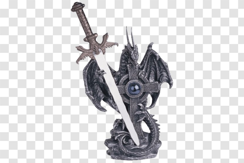 Figurine Sword Statue Dragon Fantasy - Medieval - Hand-painted Picture Book Transparent PNG