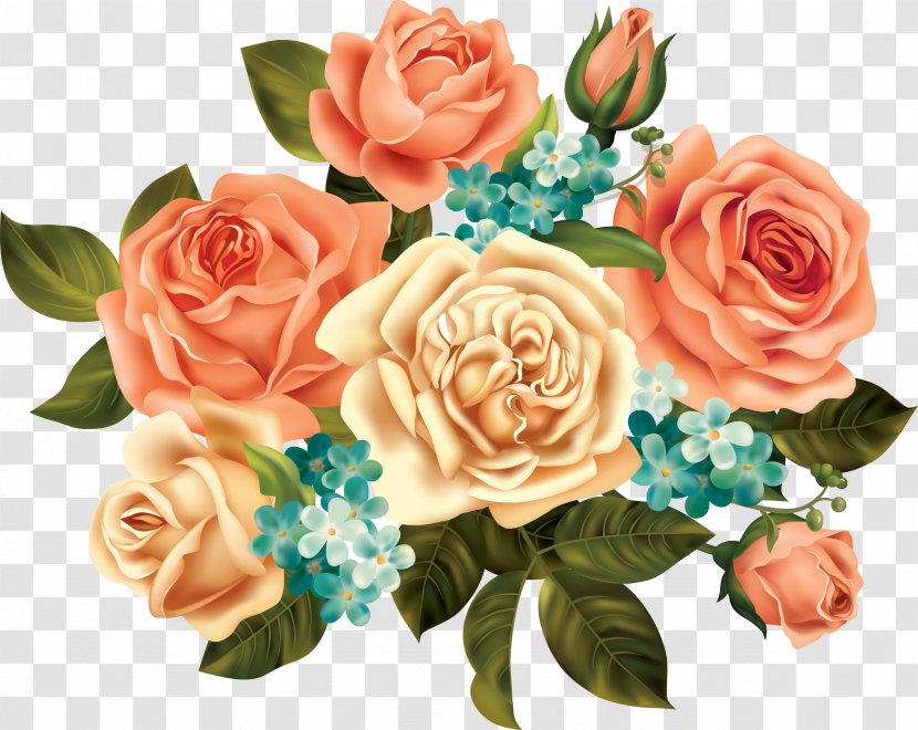 Flower Garden Roses Clip Art - Bouquet - Vintage Transparent PNG