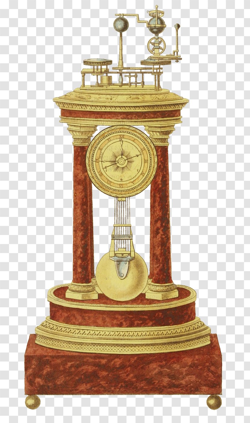 Orrery Clock Planetarium Brass - Antique - CLOCK MIDNIGHT Transparent PNG