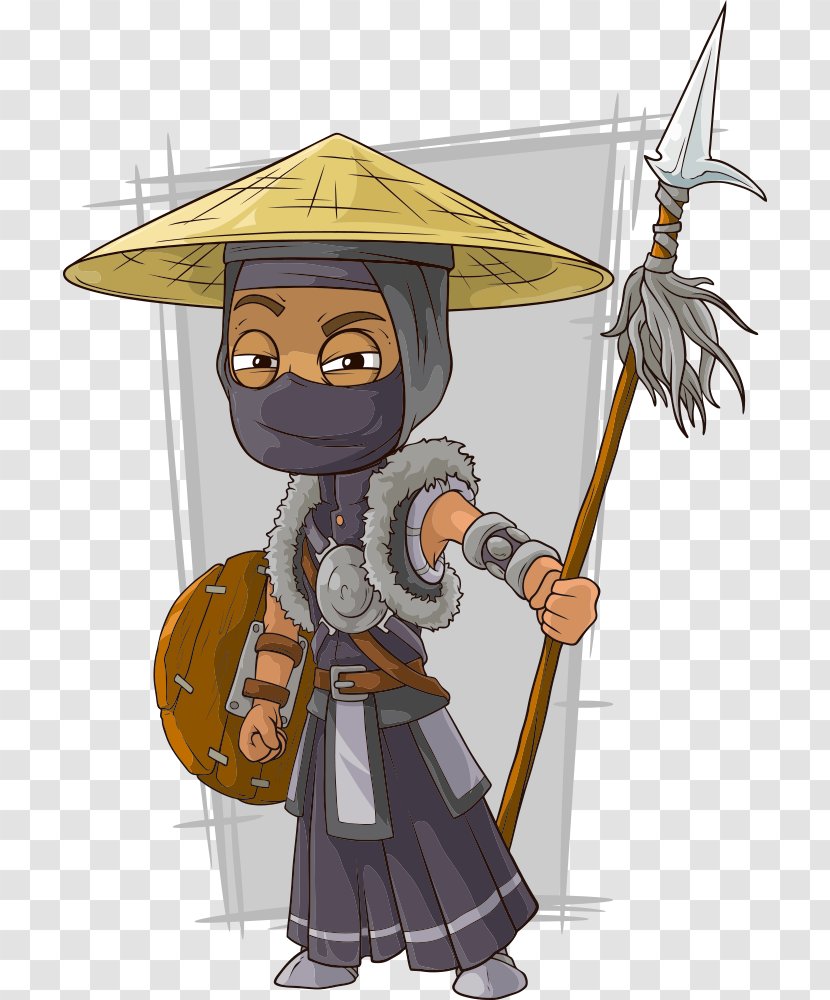 Mongolia Cartoon Stock Illustration - Samurai - Man Spears Transparent PNG
