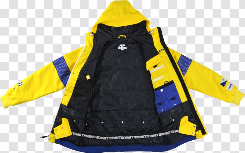 Electric Blue Jacket Cobalt Outerwear Hood - Sleeve - Yellow Cordon Transparent PNG