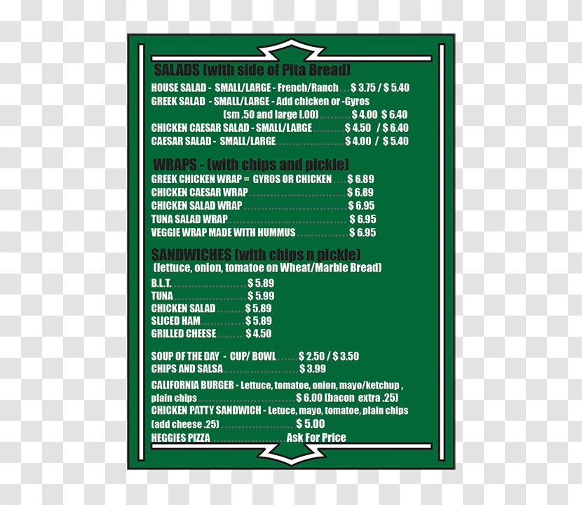 Line Font - Green - Menu Boards Transparent PNG