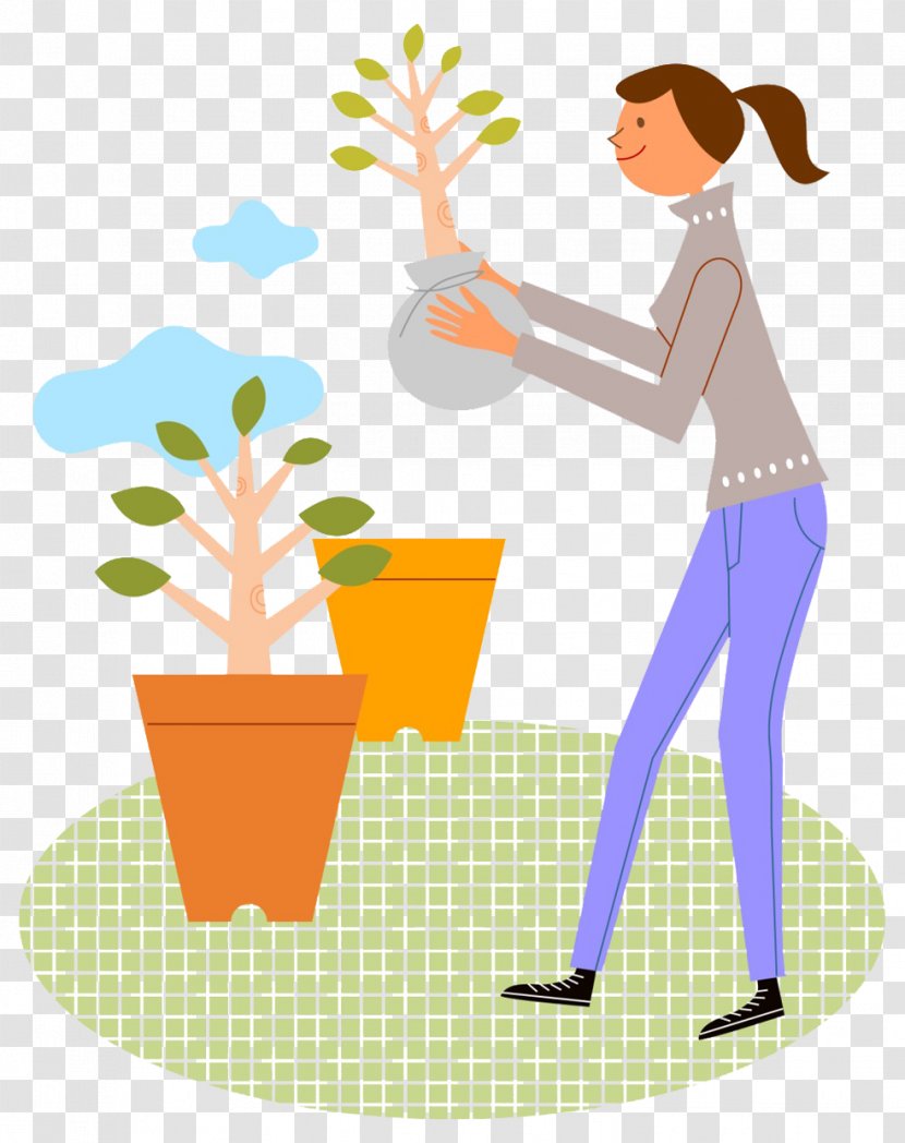 Clip Art - Heart - Take The Flower Pot Of Woman Transparent PNG