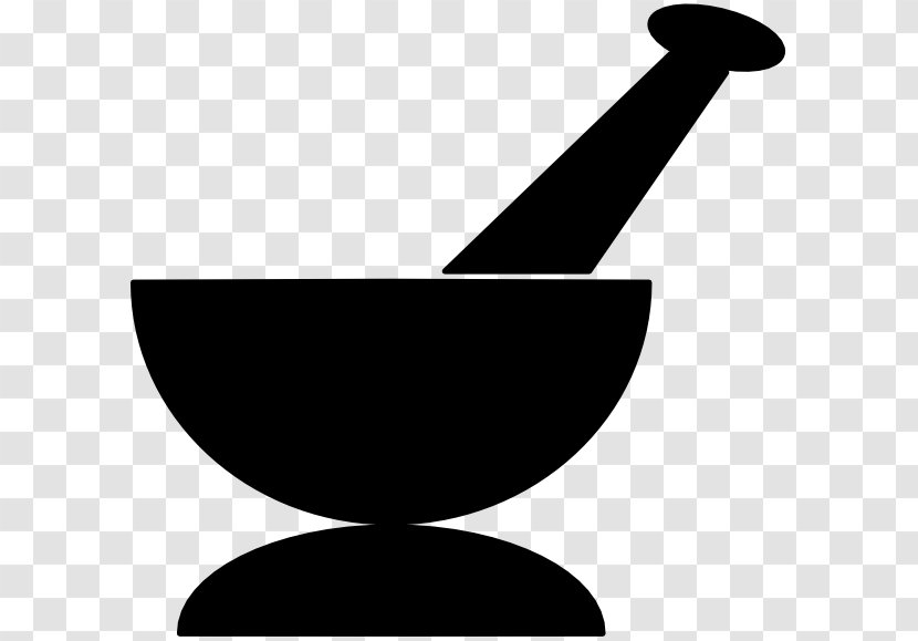 Mortar And Pestle Clip Art - Black White - Drawing Transparent PNG