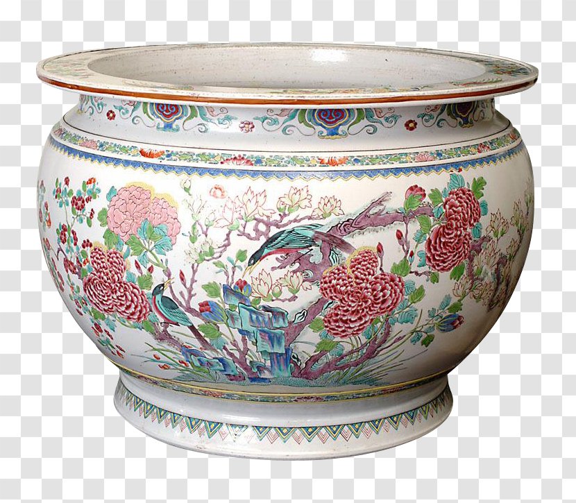 Bowl Porcelain Pottery Famille Rose Chinese Ceramics - Fish - Vase Transparent PNG