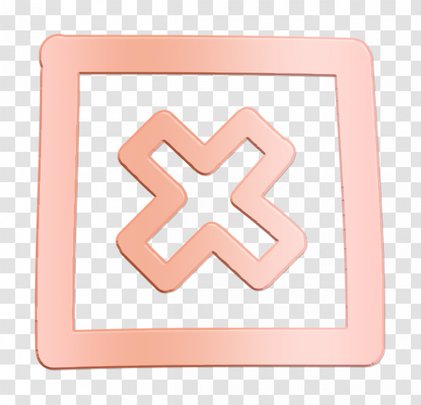 Close Icon Cancel Hand Drawn Cross In Square Button Outline Icon Interface Icon Transparent PNG