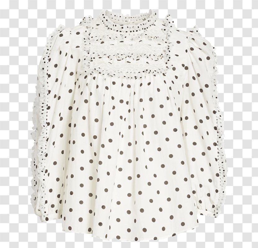 Blouse Polka Dot Sleeve Dress Neck Transparent PNG