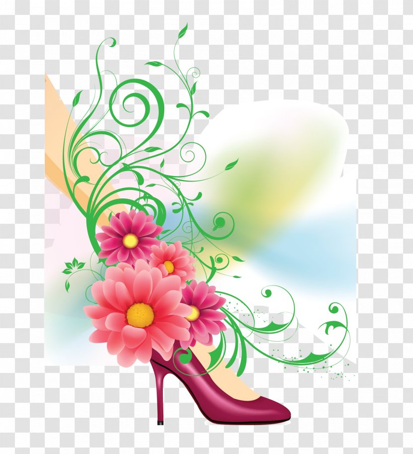 Floral Design - Plant - Modern Glamorous High Heels Transparent PNG