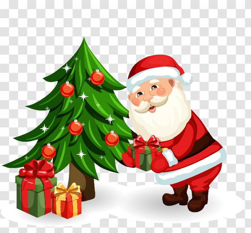 Santa Claus Christmas Tree - Snowflake - Cartoon Transparent PNG