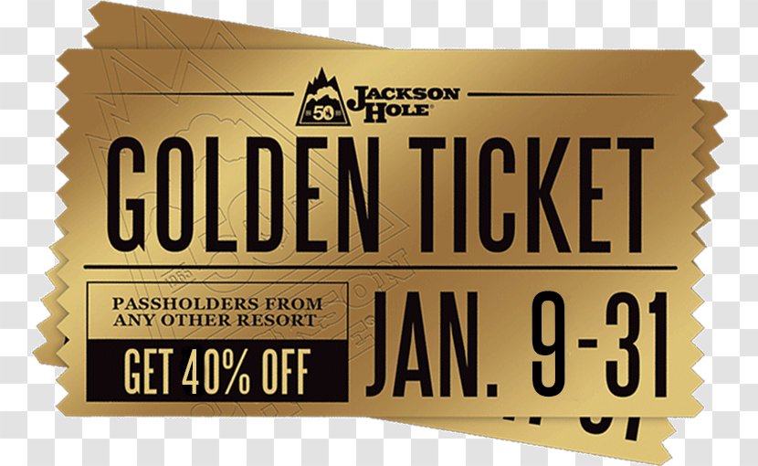 Jackson Hole Mountain Resort Lift Ticket - Golden Transparent PNG