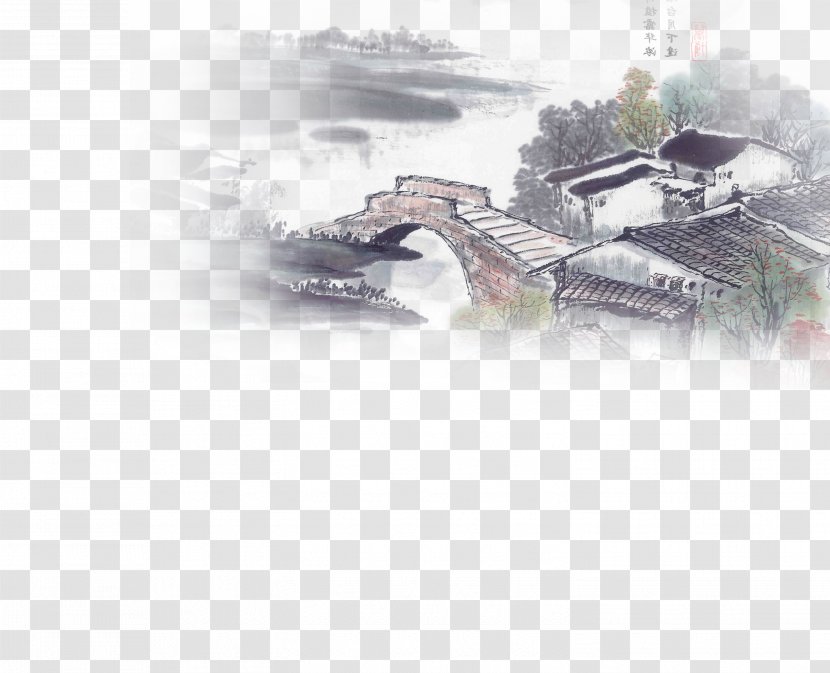 Beijing Baodi District Liao-Fan's Four Lessons A Passage Day Village - Wen Zhengming - Jiangnan Misty Rain Transparent PNG