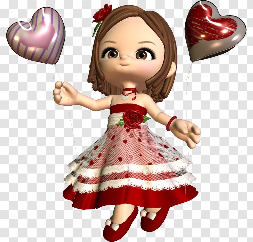Valentine's Day Love Doll - Brown Hair Transparent PNG