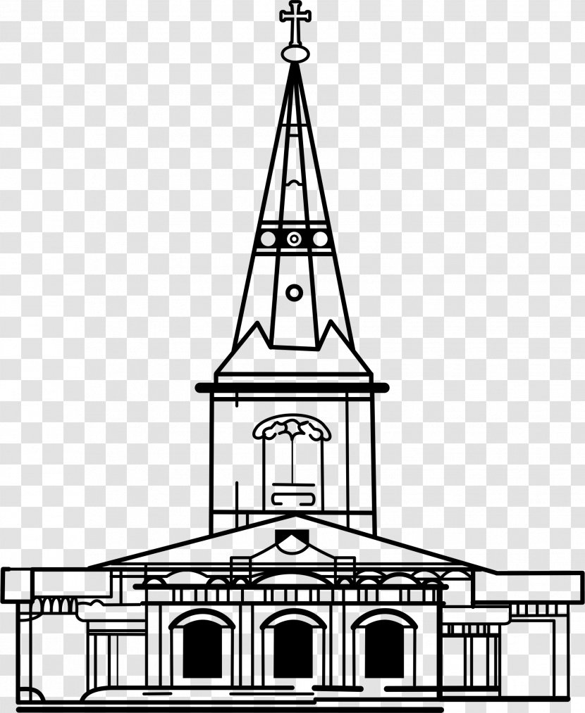 Line Art Church Drawing Clip - Watercolor Transparent PNG