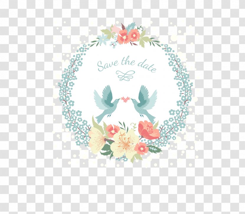 Wedding Invitation Flower Illustration - Flowers And Birds Creative Ring Transparent PNG