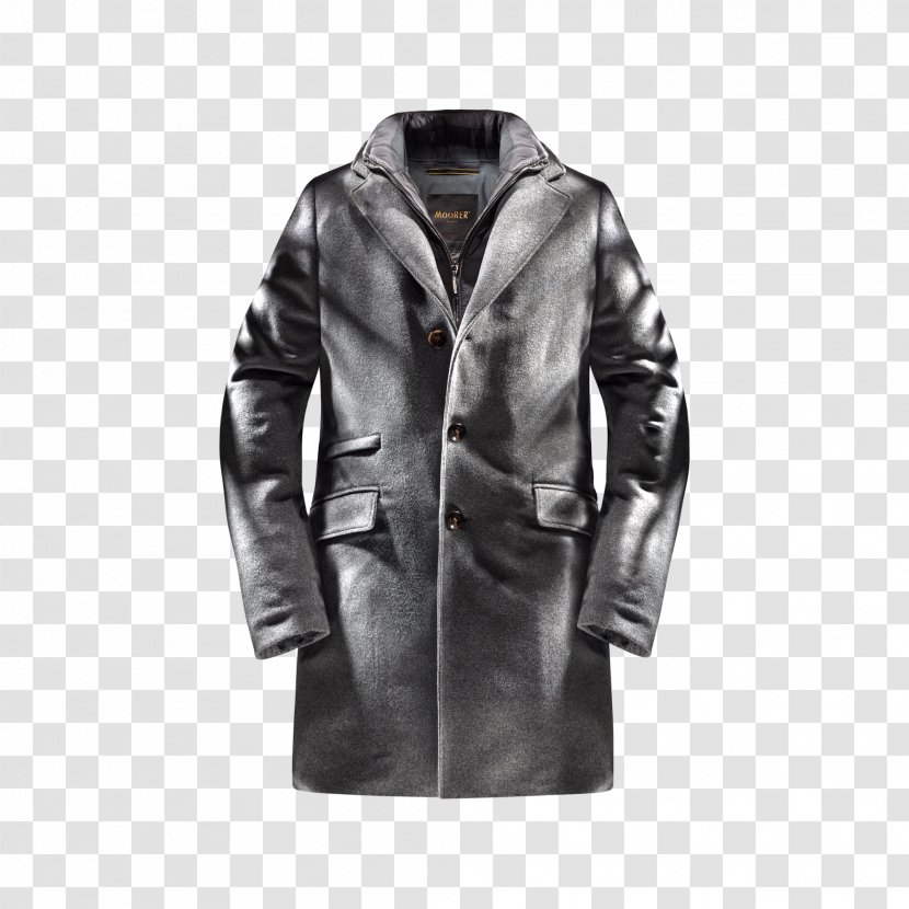 Leather Jacket Overcoat Water Resistant Mark Down Feather Snap Fastener - Coat - Gray Projection Lamp Transparent PNG