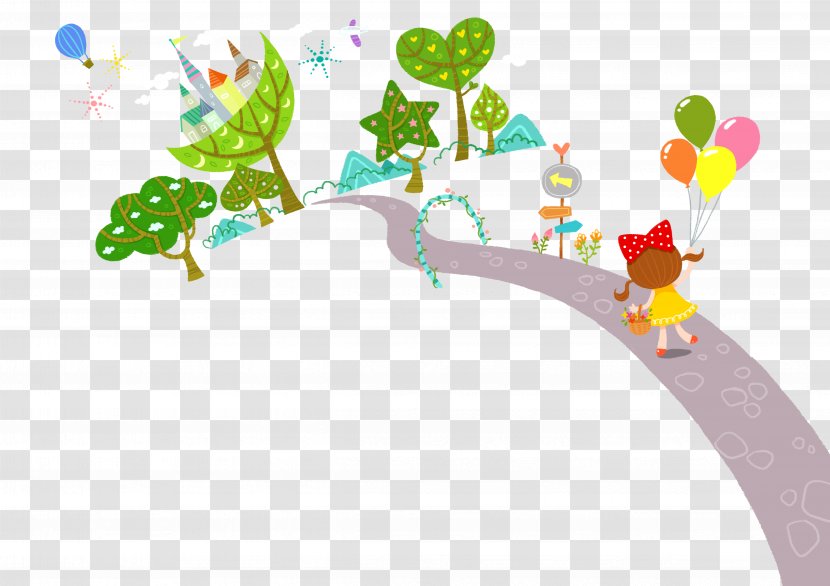 Cartoon Child Illustration - Heart - Forest Fairy Tale Castle Transparent PNG