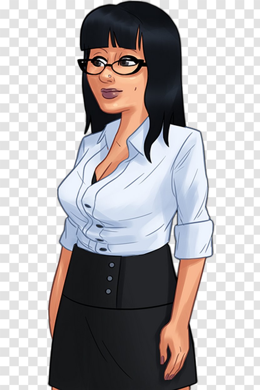 Librarian Library Character Black Hair Brown - Heart - Watercolor Transparent PNG