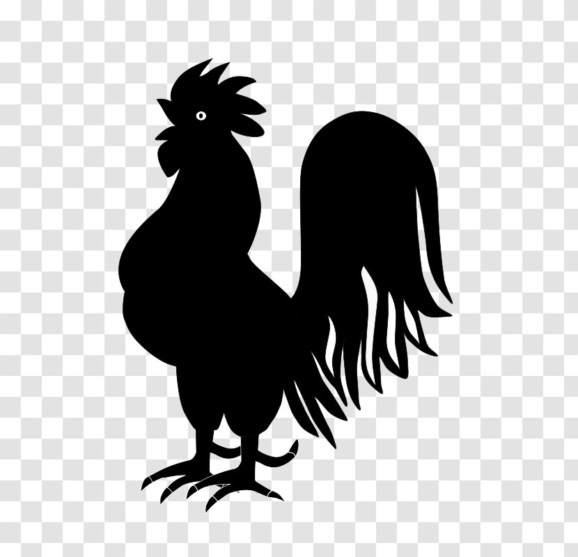 Rooster Silhouette Black And White Clip Art - Poultry Transparent PNG