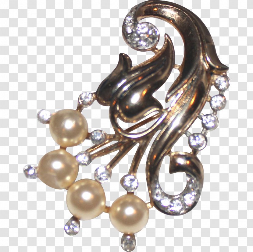 Pearl Earring Body Jewellery Brooch - Fashion Accessory Transparent PNG