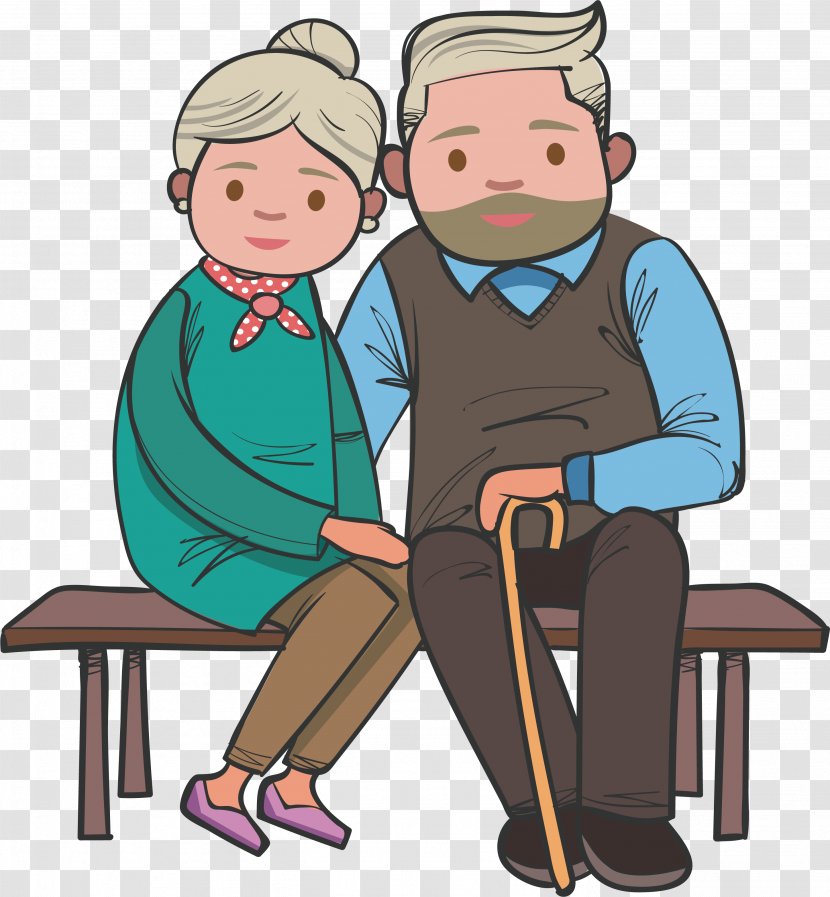 Bench Old Age Grandparent - Tree - The Couple Sitting On Transparent PNG