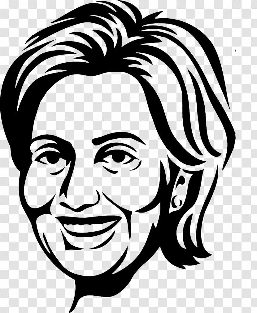 Hillary Clinton President Of The United States T-shirt Clip Art - Nose - Black And White Transparent PNG