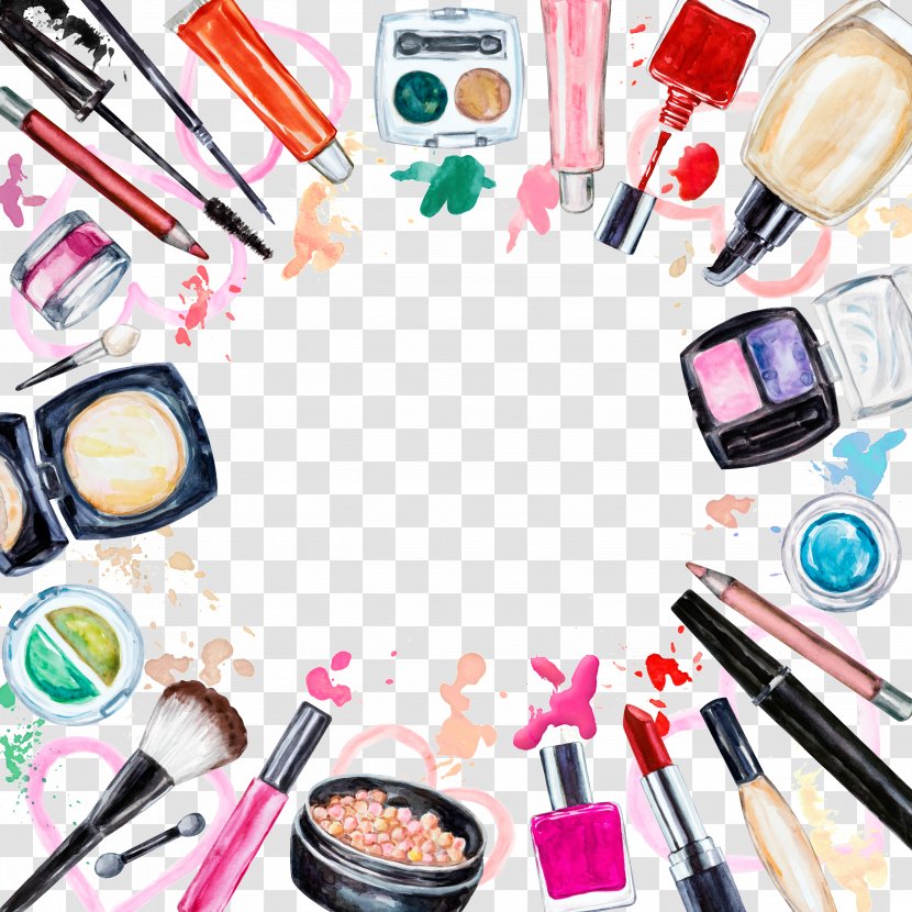 Cosmetics Watercolor Painting Makeup Brush Lip Gloss - Mascara - Creative Tools Transparent PNG