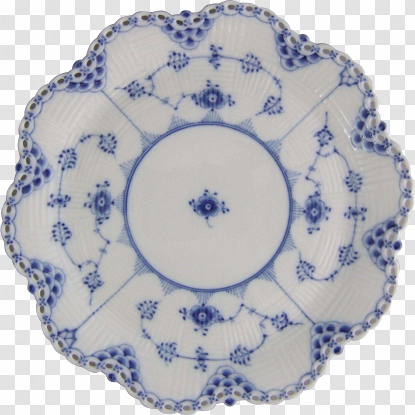 Plate Blue And White Pottery Tableware Royal Copenhagen - Porcelain Transparent PNG