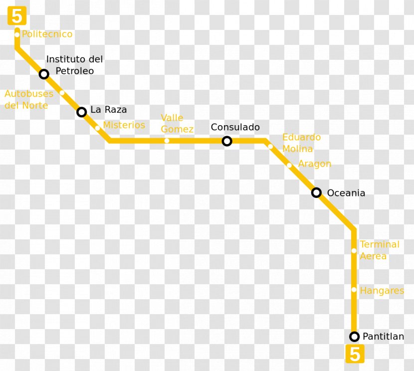 Mexico City Metro Line 5 Rapid Transit Map - Area Transparent PNG