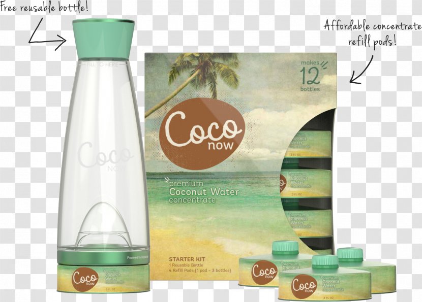 Coconut Water Glass Bottle - Perfume Transparent PNG