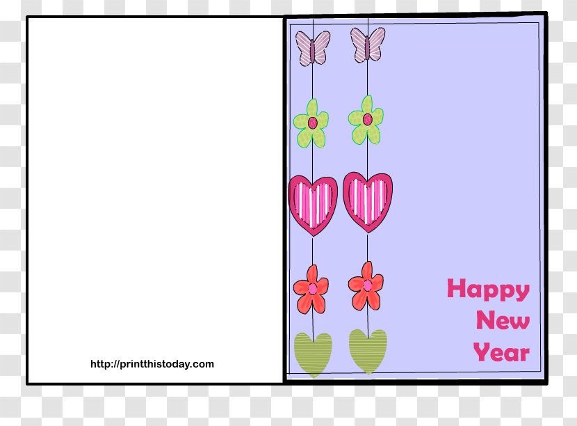 New Year Card Year's Day Greeting & Note Cards E-card - Pink - Seasons Greetings Images Free Transparent PNG